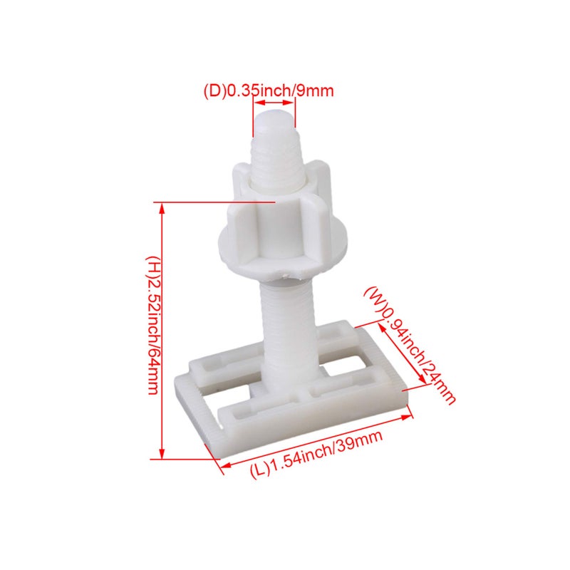 RDEXP White Plastic Rectangular Toilet Seat Cover Hinge Blind Hole Nut Screws 3.9x2.4x6.4 Spiral Tip Dia 0.9cm Pack of 10 - Image 4